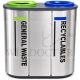 STAINLESS STEEL RECYCLING BIN C/W 2 COMPARTMENTS L786 X W416 X H783MM DUO