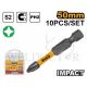INGCO 10PCS SINGLE END IMPACT SCREWDRIVER BIT, (+)2X50MM SDBIM11PH223