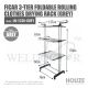 HOUZE FICAR 3-TIER FOLDABLE ROLLING CLOTHES DRYING RACK LN-5320-GREY