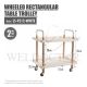 HOUZE 2 TIER WHEELED RECTANGULAR TABLE TROLLEY (WHITE) LS-9212-WHITE