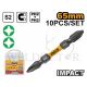 INGCO 10PCS DOUBLE END HIGH IMPACT SCREWDRIVER BIT, (+)2X65MM SDBIM21PH233