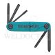 BONDHUS FOLD-UP HEX KEY SET [(-)3/16", #1,#2,SQ#1,SQ#2] 5PC -12543